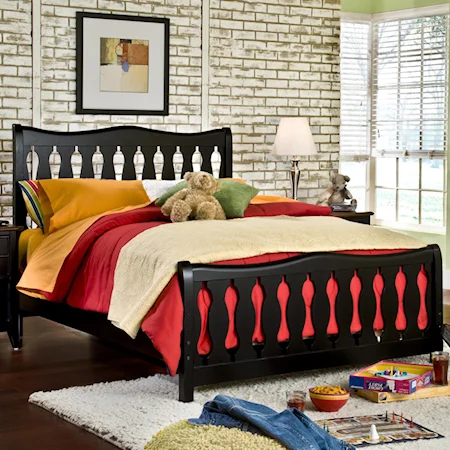 Full Headboard and Footboard Bed with Decorative Slats